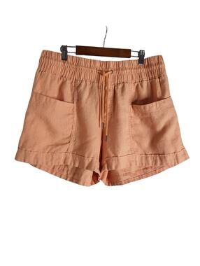Athleta Cabo 100% Linen 4" Shorts Colorway Cactus Peach Size 14